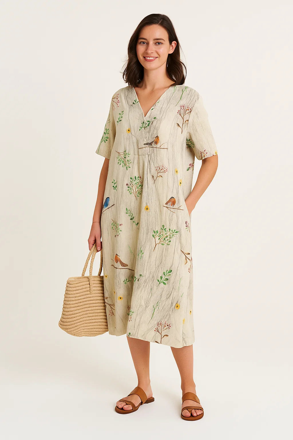 DESIGN Curve - Nette satijnen jumpsuit met vetersluiting op de rug in bloemenprint
