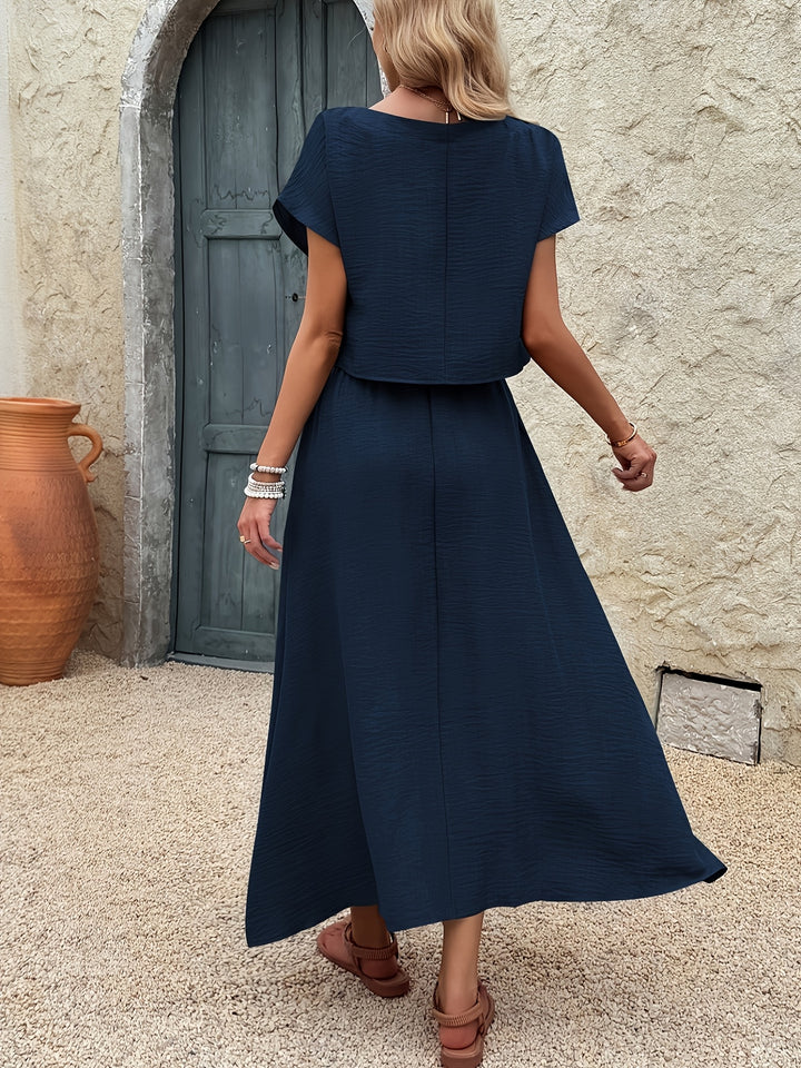 2 Stukken Kleding Set – Korte Mouw Top & A-Vormige Rok