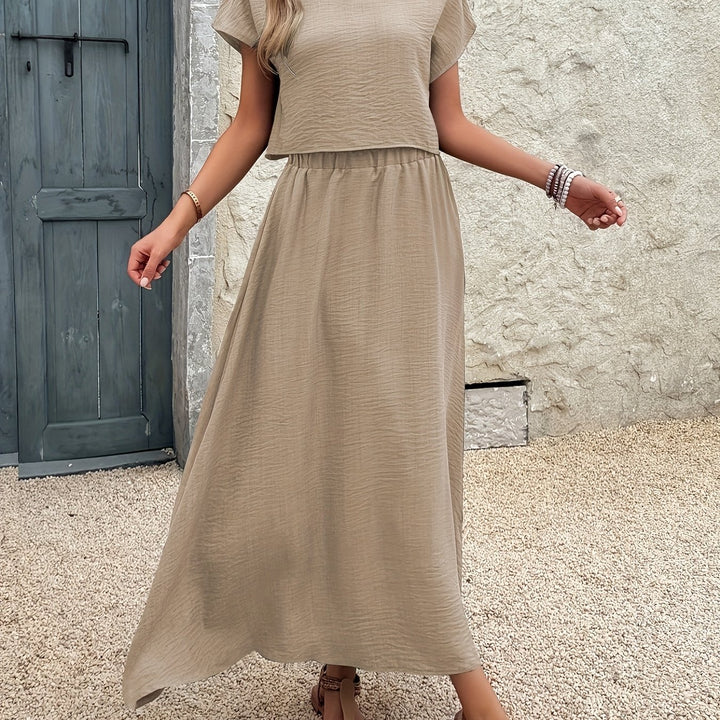 2 Stukken Kleding Set – Korte Mouw Top & A-Vormige Rok