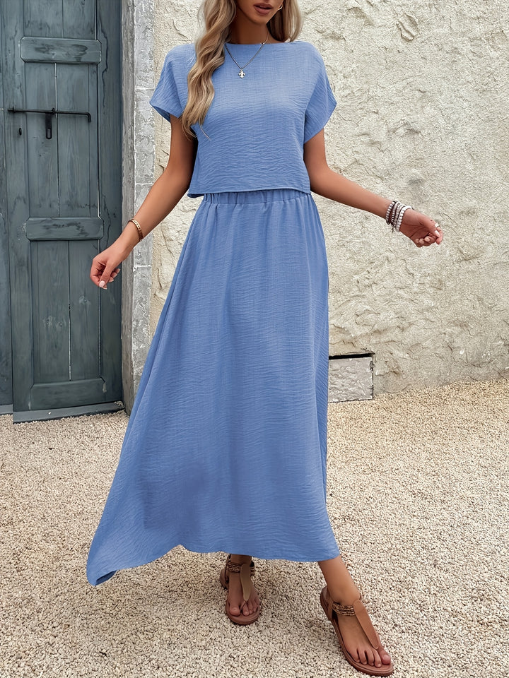 2 Stukken Kleding Set – Korte Mouw Top & A-Vormige Rok