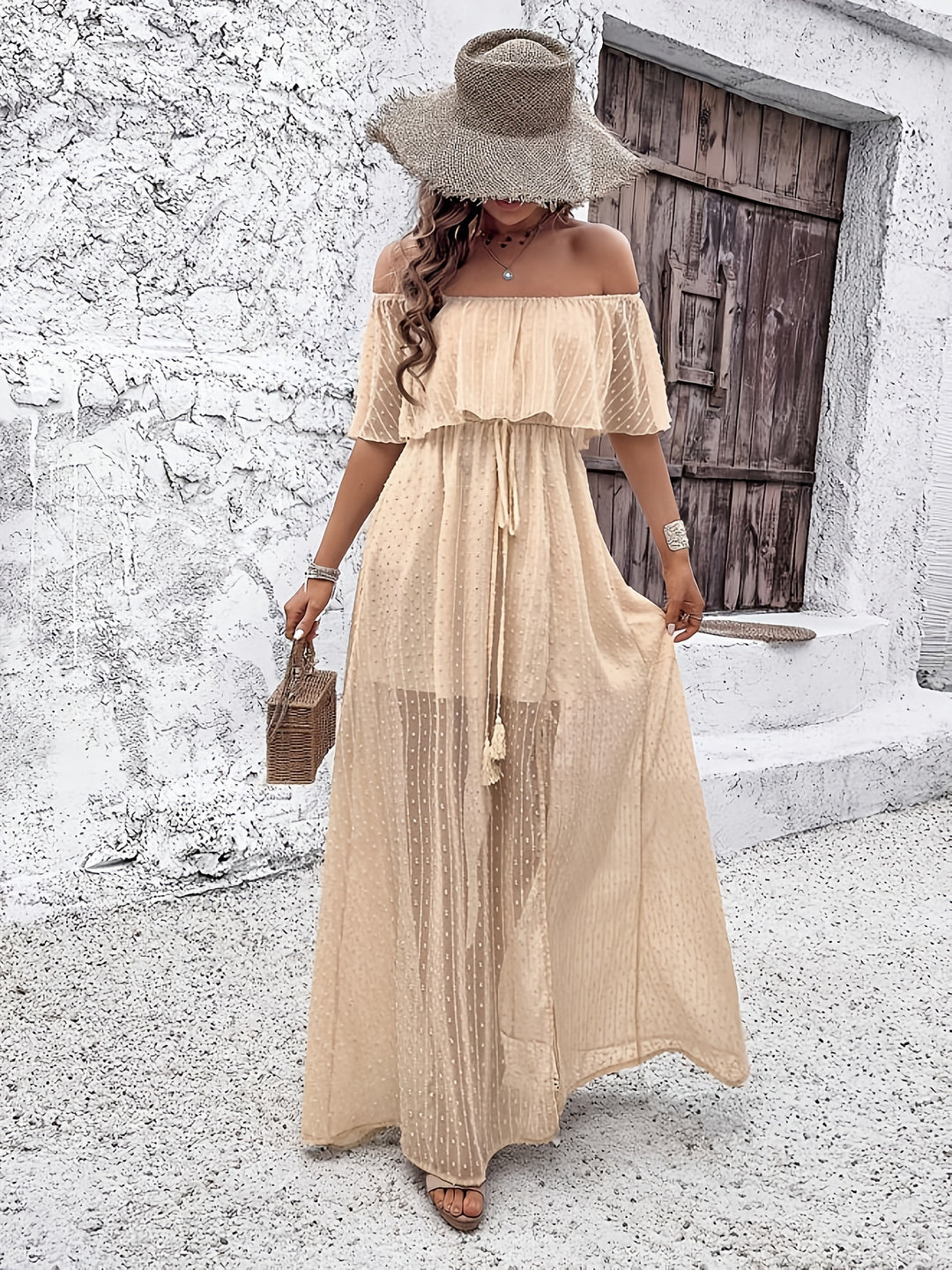 A-Lijn Jurk – Geplooide Zoom & Off-Shoulder Stijl