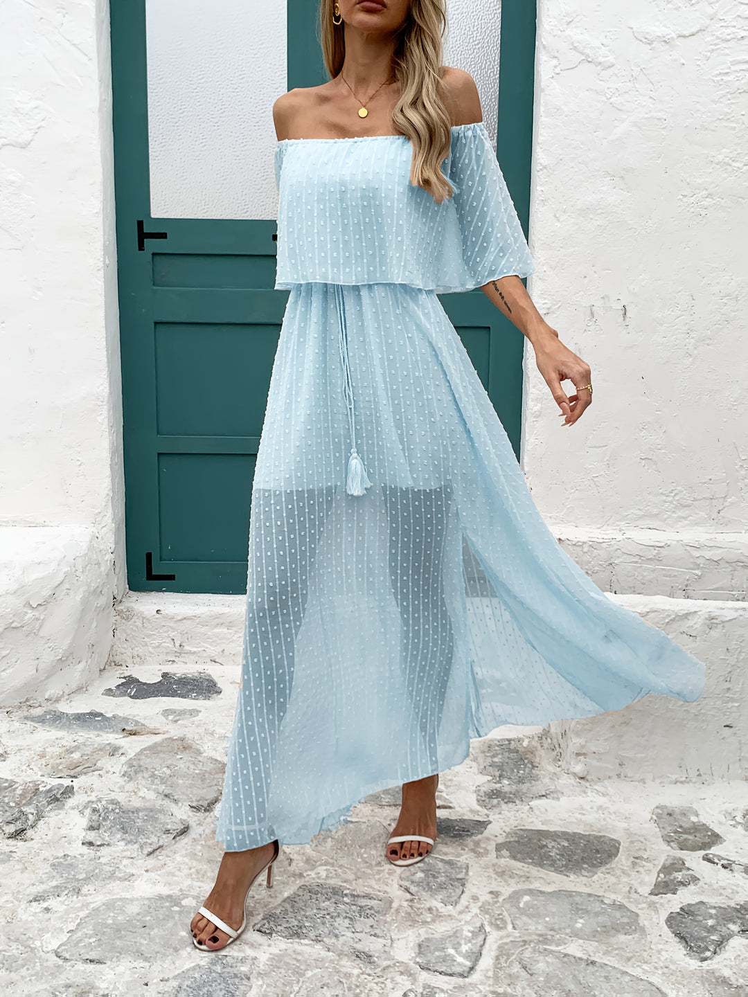 A-Lijn Jurk – Geplooide Zoom & Off-Shoulder Stijl