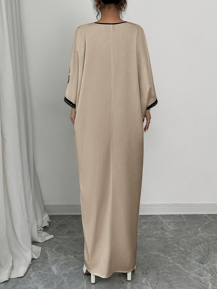 Abaya Gewaad – V-Hals & Lange Mouwen met Etnische Print