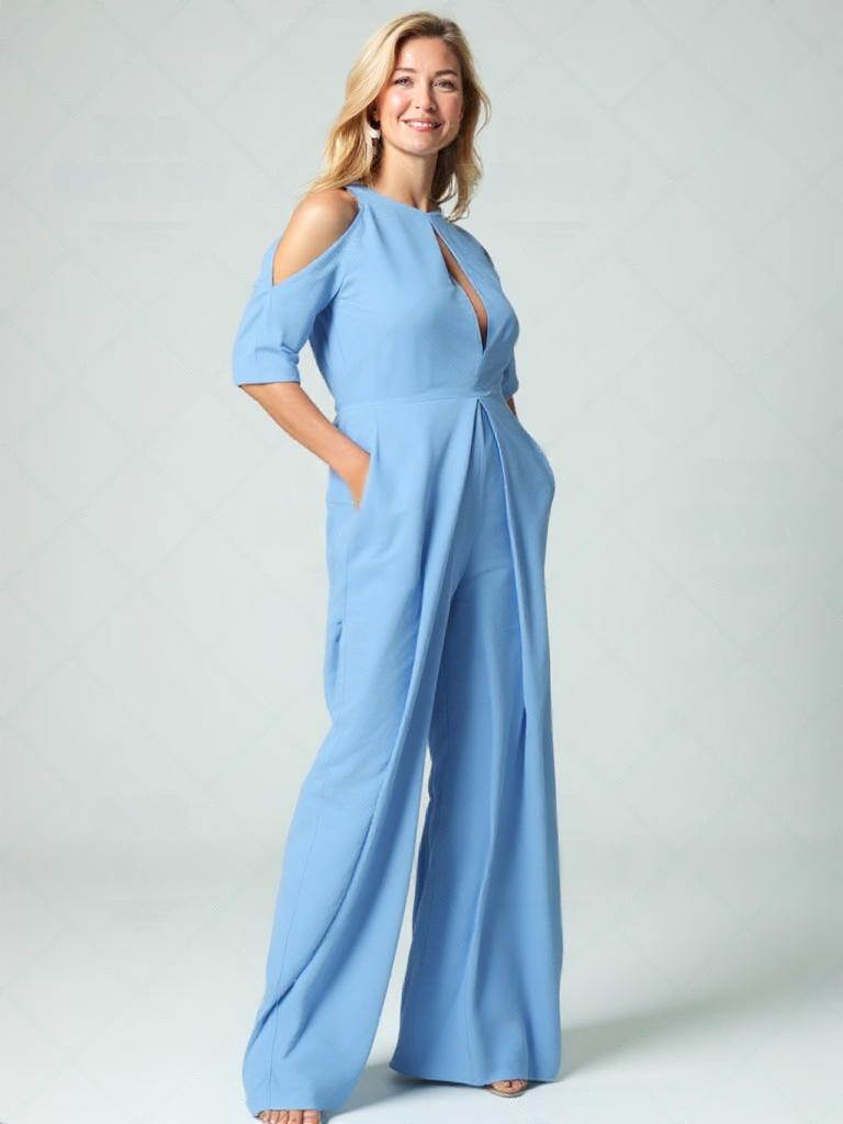 Adell - Casual jumpsuits met rechte pijpen en een ronde halslijn