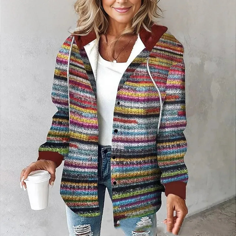 Alisse - Stijlvolle Gedessineerde Hooded Coat