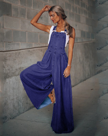 Althea - Wijd uitlopende denim jumpsuit
