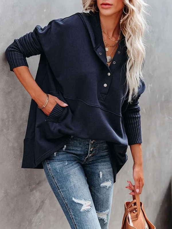 Avalon - Casual sweatshirt met vleermuismouwen en slanke V-hals