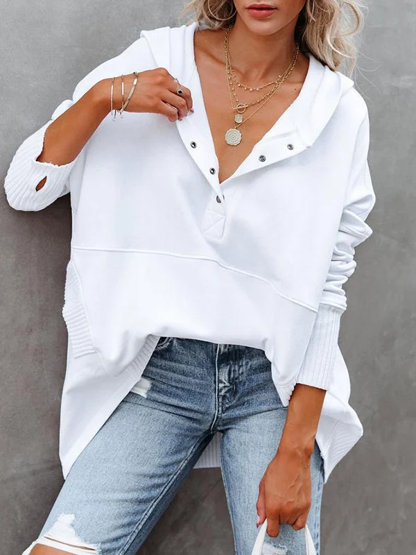 Avalon - Casual sweatshirt met vleermuismouwen en slanke V-hals