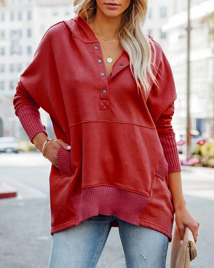 Avalon - Casual sweatshirt met vleermuismouwen en slanke V-hals