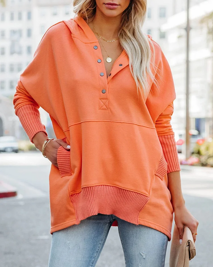 Avalon - Casual sweatshirt met vleermuismouwen en slanke V-hals