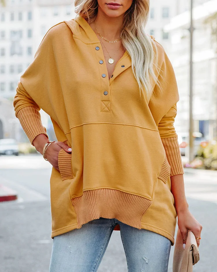 Avalon - Casual sweatshirt met vleermuismouwen en slanke V-hals