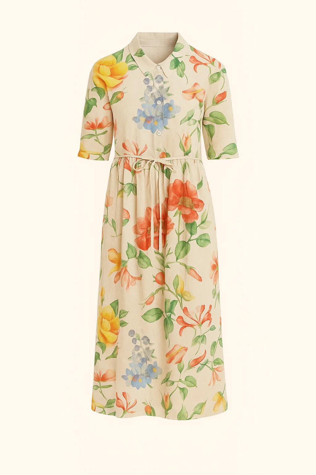 Ayesha - Midi-jurk met bloemenprint en vetersluiting