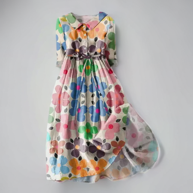 Ayesha - Midi-jurk met bloemenprint en vetersluiting