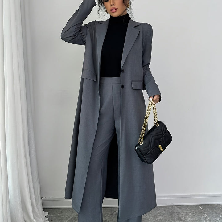 Blazer Broek Set- Reverskraag En Knoopsluiting