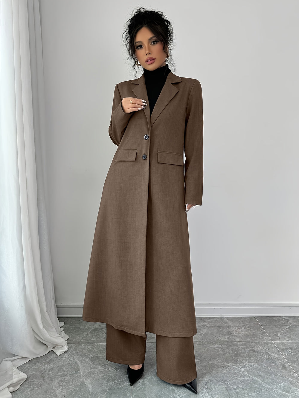 Blazer Broek Set- Reverskraag En Knoopsluiting