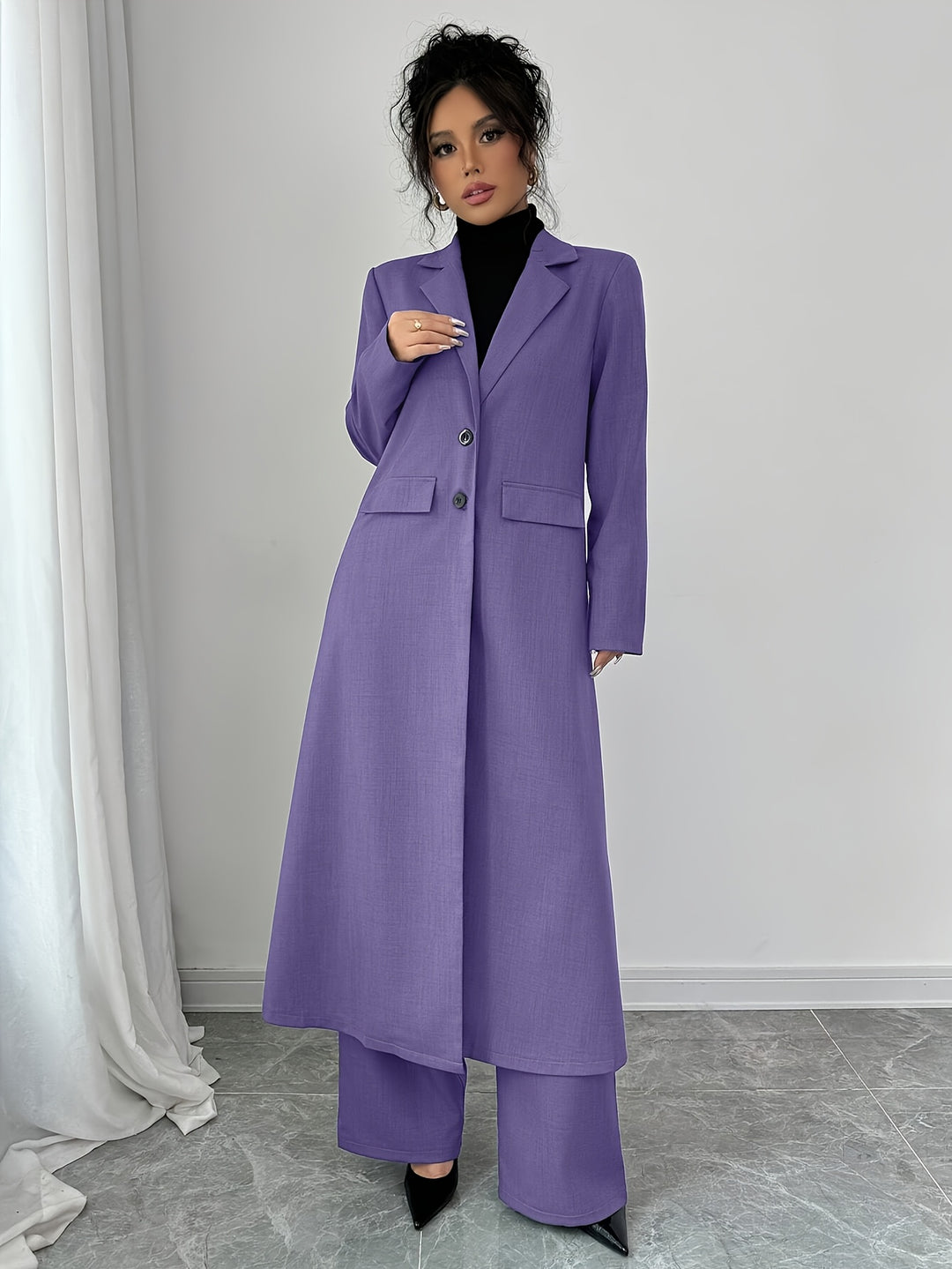 Blazer Broek Set- Reverskraag En Knoopsluiting