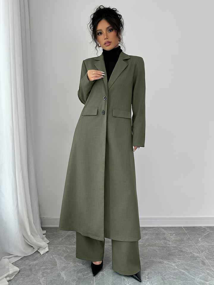 Blazer Broek Set- Reverskraag En Knoopsluiting