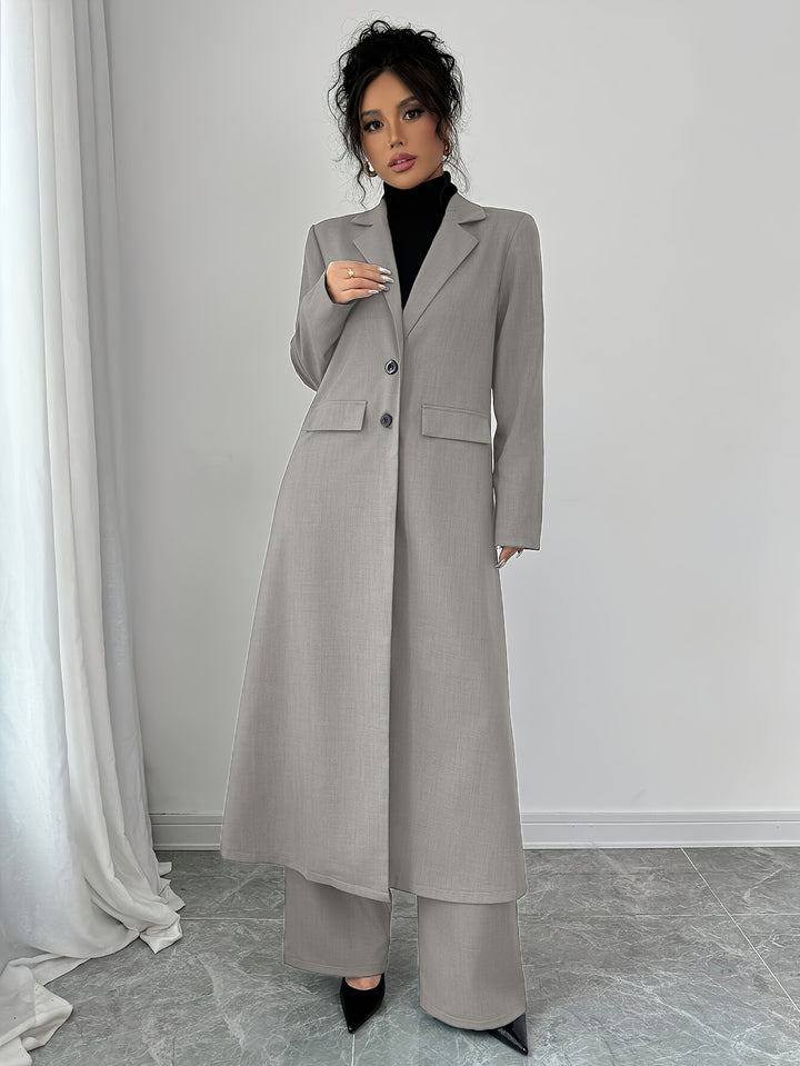 Blazer Broek Set- Reverskraag En Knoopsluiting