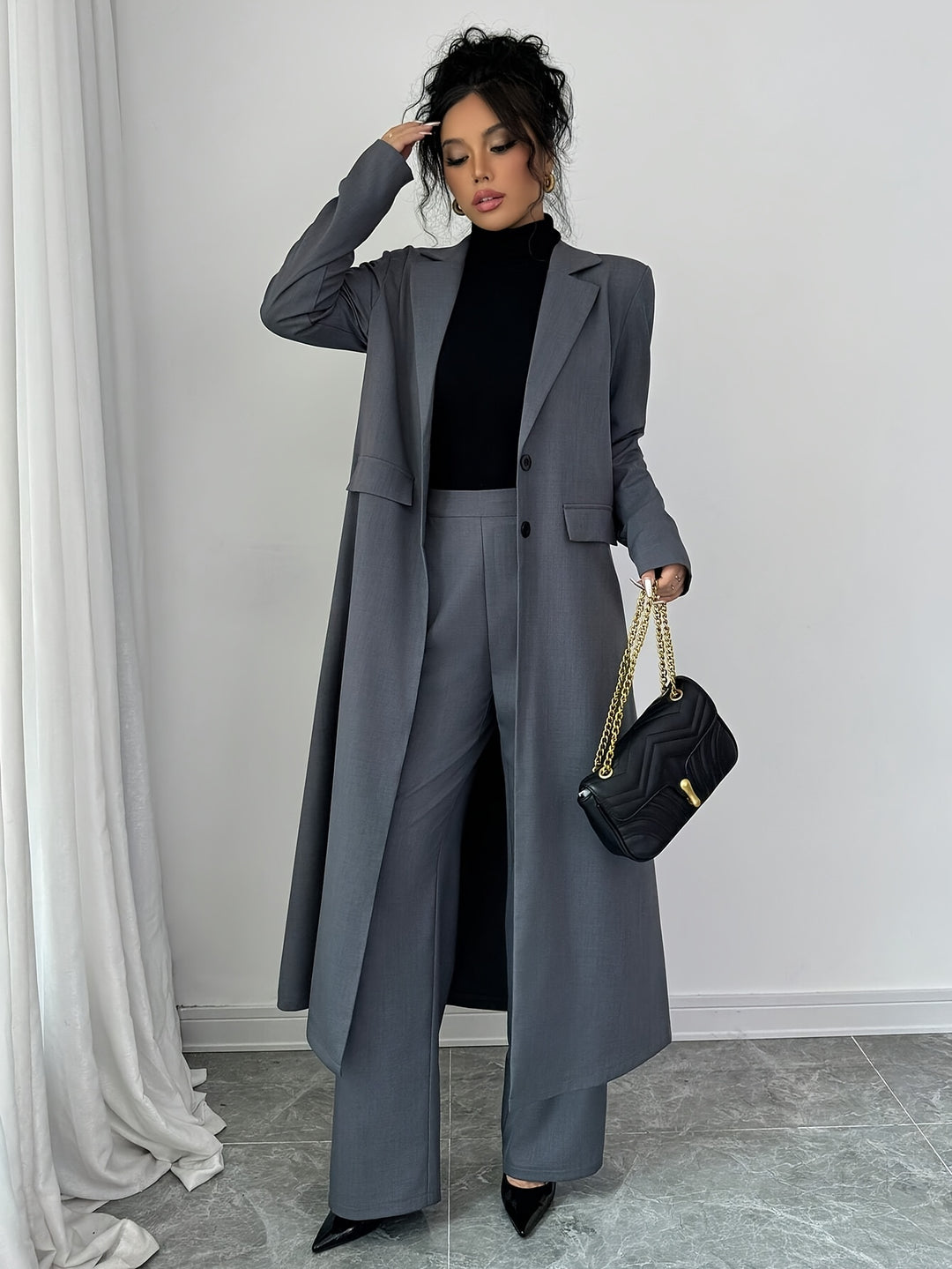Blazer Broek Set- Reverskraag En Knoopsluiting