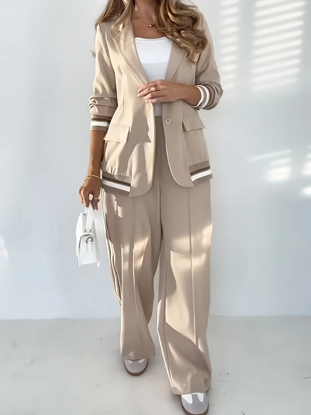 Blazer Broek Set – Ribtricot Structuur & Ruime Pasvorm