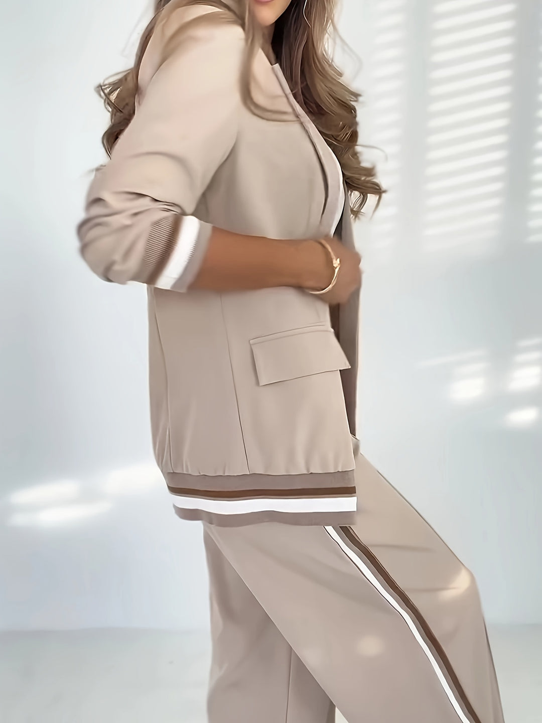Blazer Broek Set – Ribtricot Structuur & Ruime Pasvorm