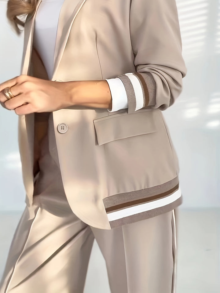 Blazer Broek Set – Ribtricot Structuur & Ruime Pasvorm