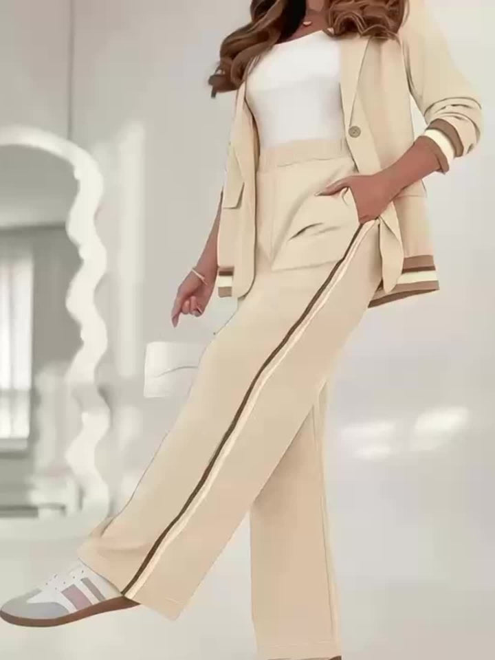 Blazer En Broek Set - Geribbelde Textuur En Structuur