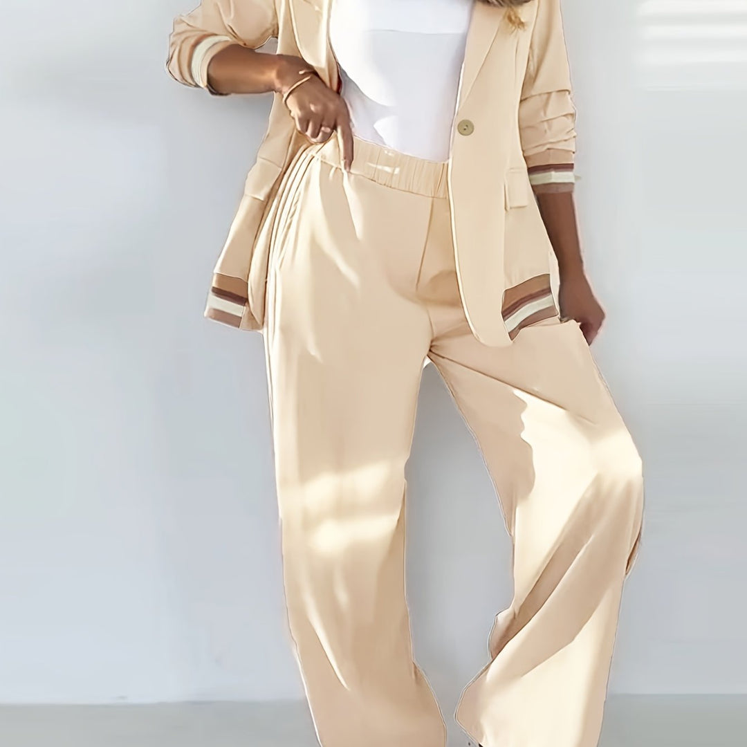 Blazer En Broek Set - Geribbelde Textuur En Structuur