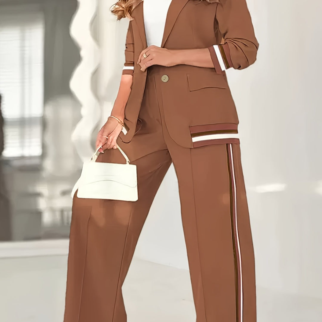Blazer En Broek Set - Geribbelde Textuur En Structuur
