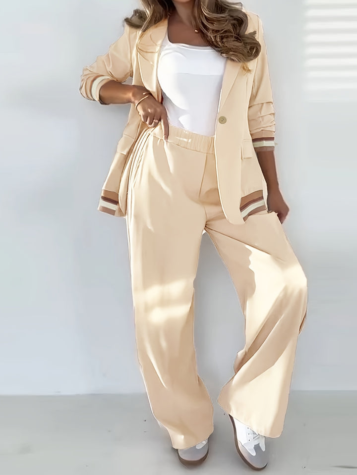 Blazer En Broek Set - Geribbelde Textuur En Structuur
