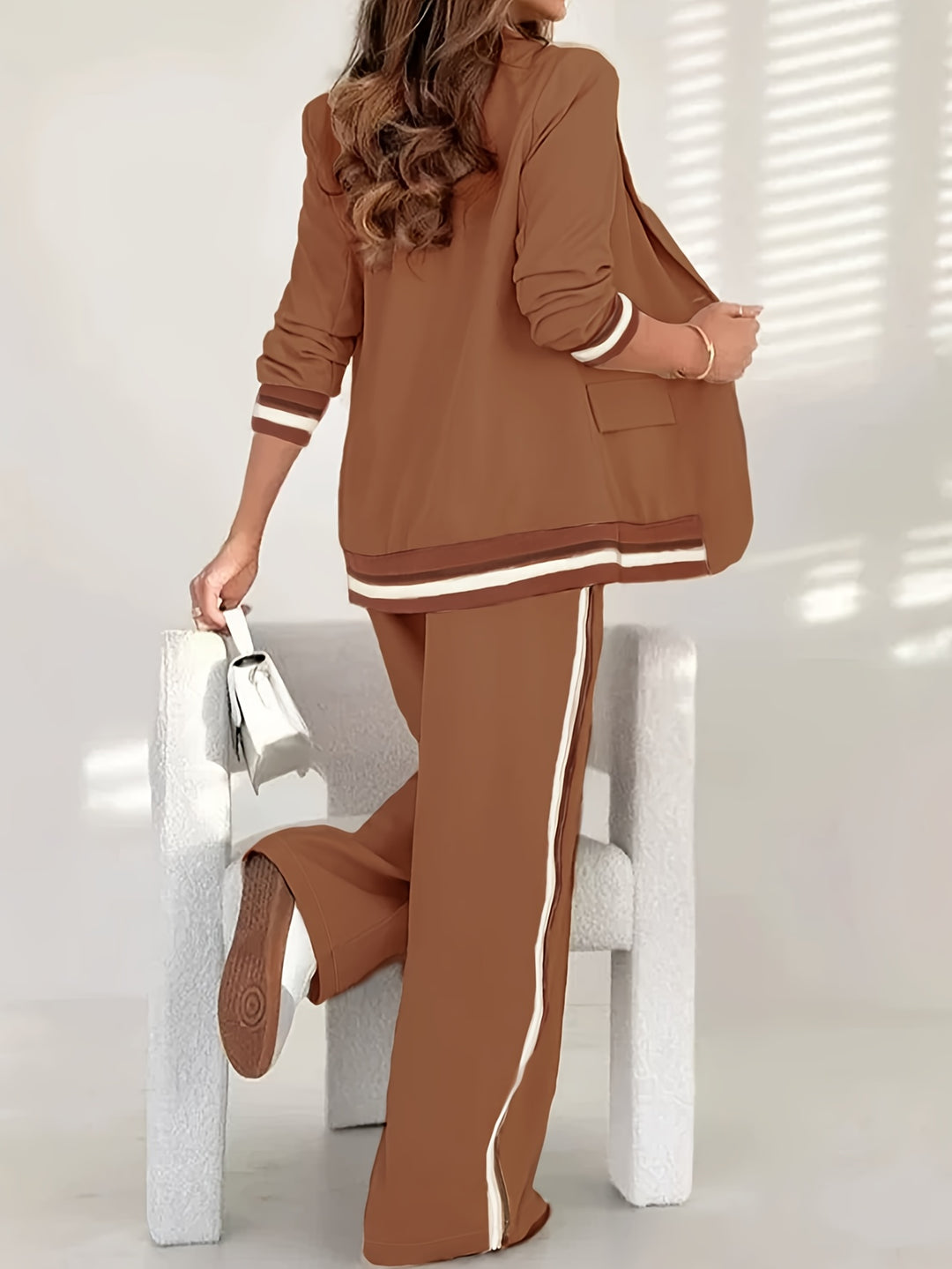 Blazer En Broek Set - Geribbelde Textuur En Structuur