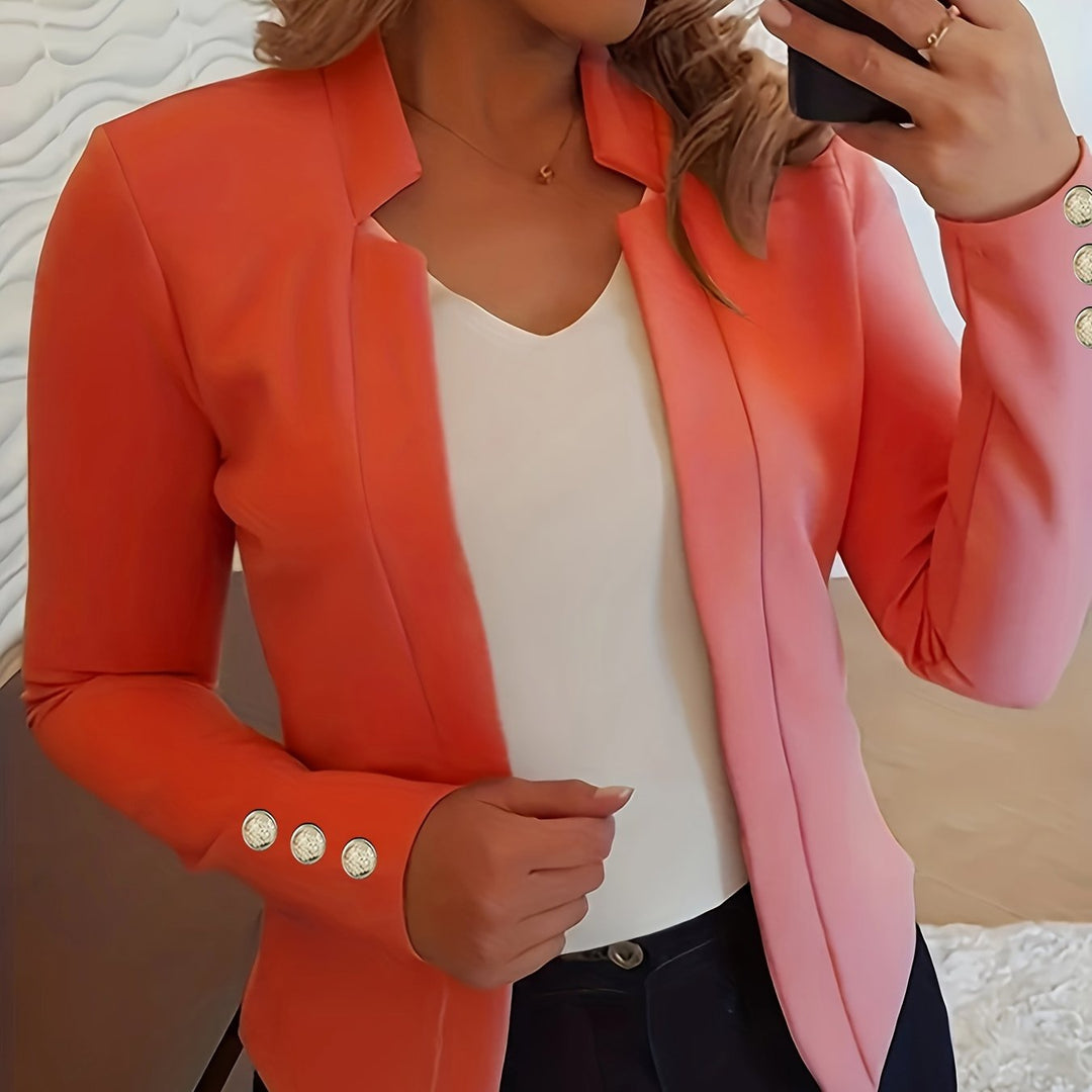 Blazer – Open Voorkant & Lange Mouwen met Knoopsluiting