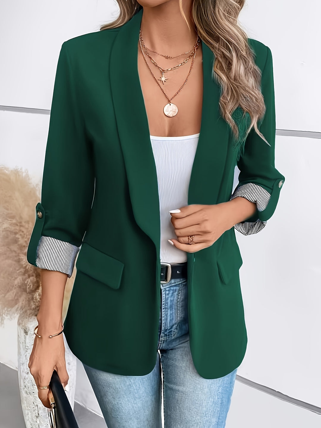 Blazer – Roll-Up Mouwen & Enkele Knoopsluiting