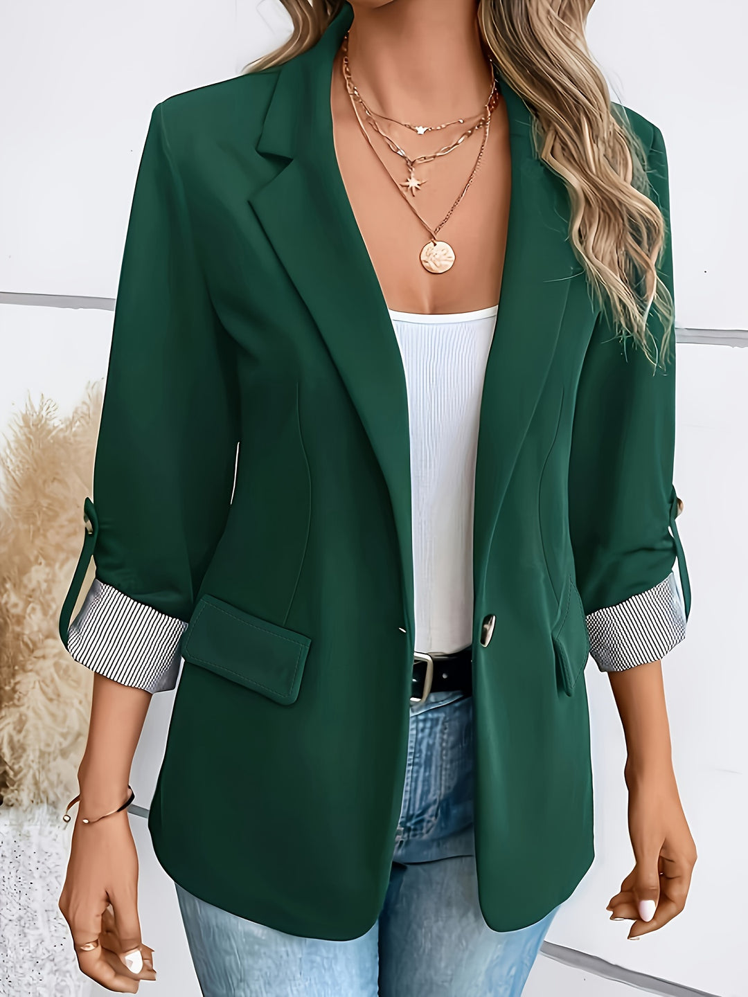 Blazer – Roll-Up Mouwen & Enkele Knoopsluiting