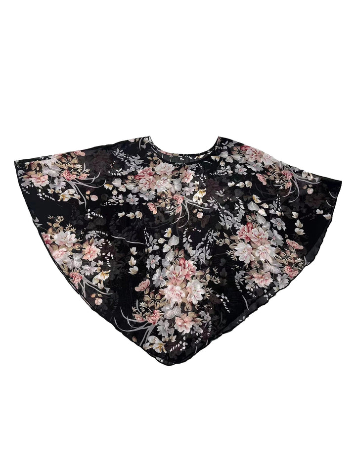 Bloem Motief Blouse - Knop Sluiting & Staande Kraag Design