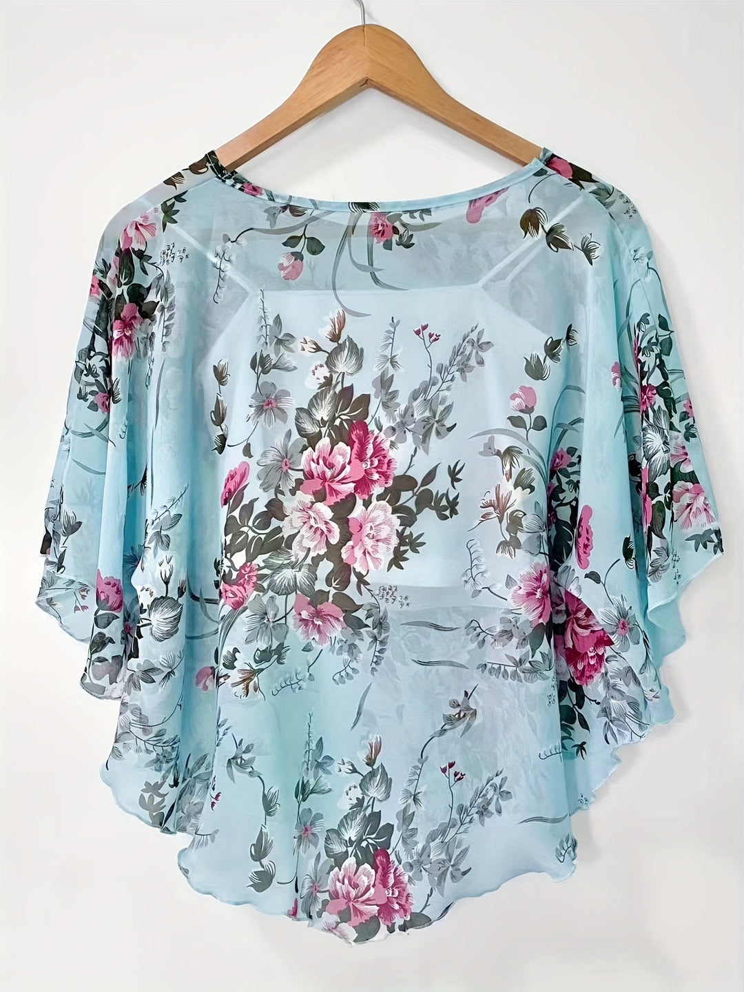 Bloemen Asymmetrische Blouse - Transparante Mouwen & Pullover Ontwerp