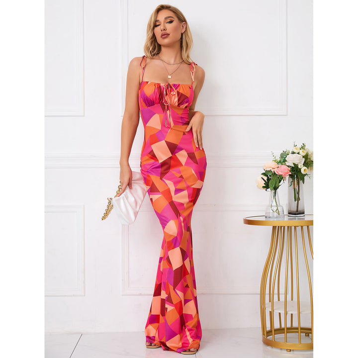 Bloemen Lange Jurk - Vetersluiting Detail & Spaghetti Bands