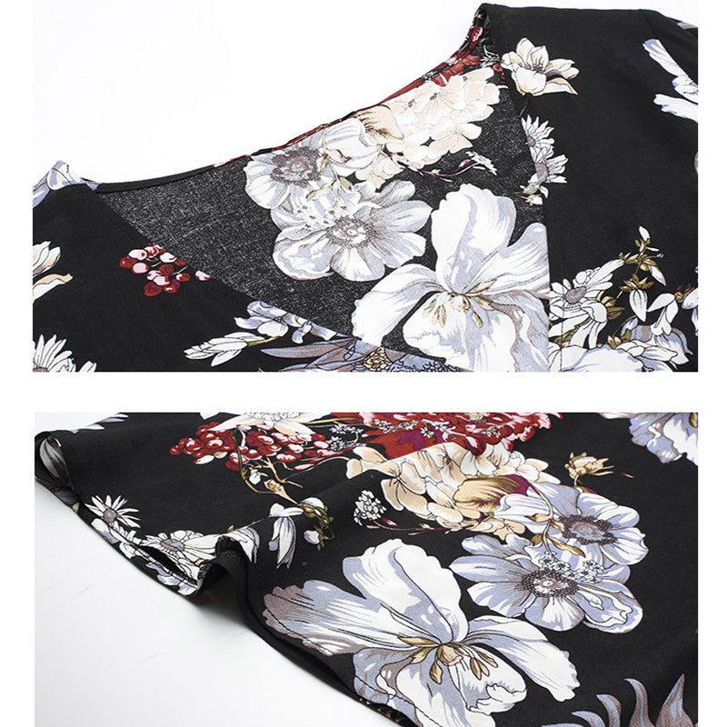 Bloemen Zomer Strand Jurk - V Hals Ontwerp & Elastische Taille