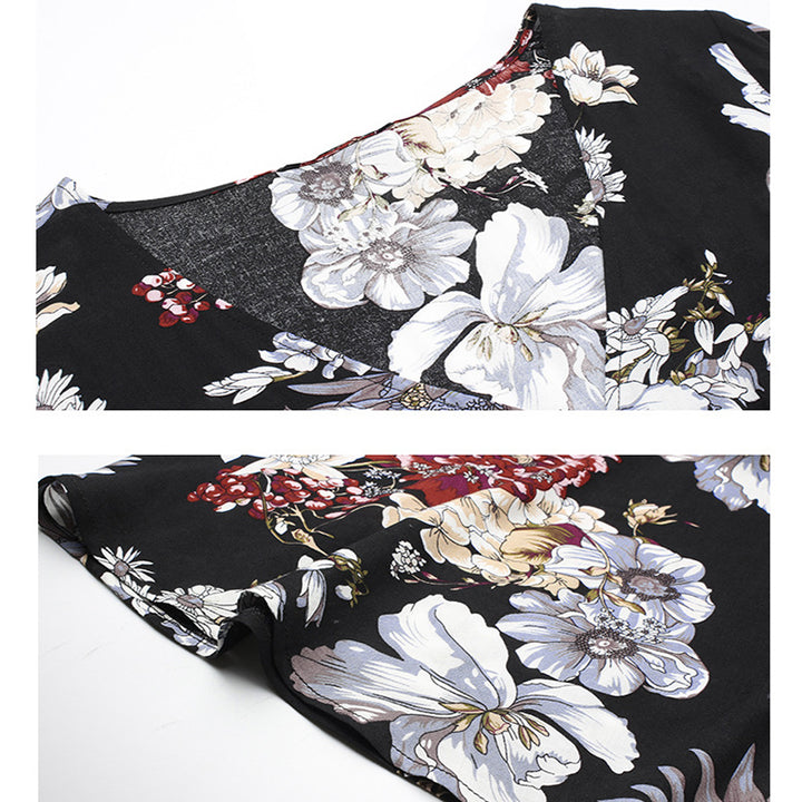 Bloemen Zomer Strand Jurk - V Hals Ontwerp & Elastische Taille