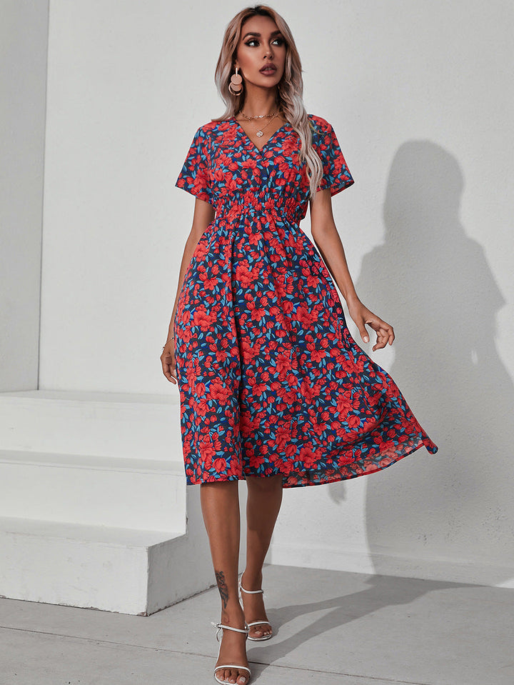 Bloemenprint Jurk - V-Hals Ontwerp & Zacht Stofgevoel