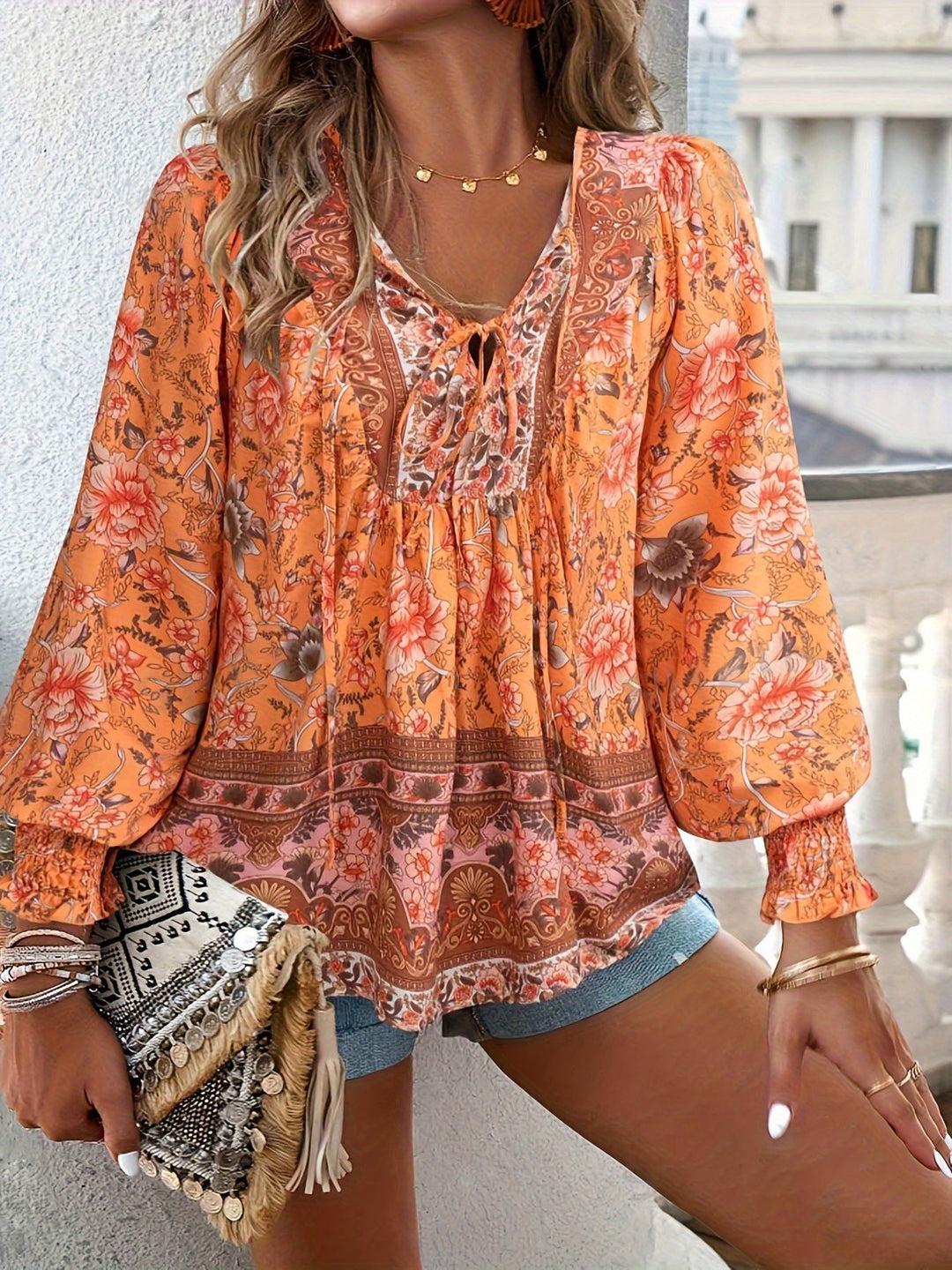 Bloemenstrik Voor Shirt - Lantaarnmouwen Ontwerp & Relaxed Fit