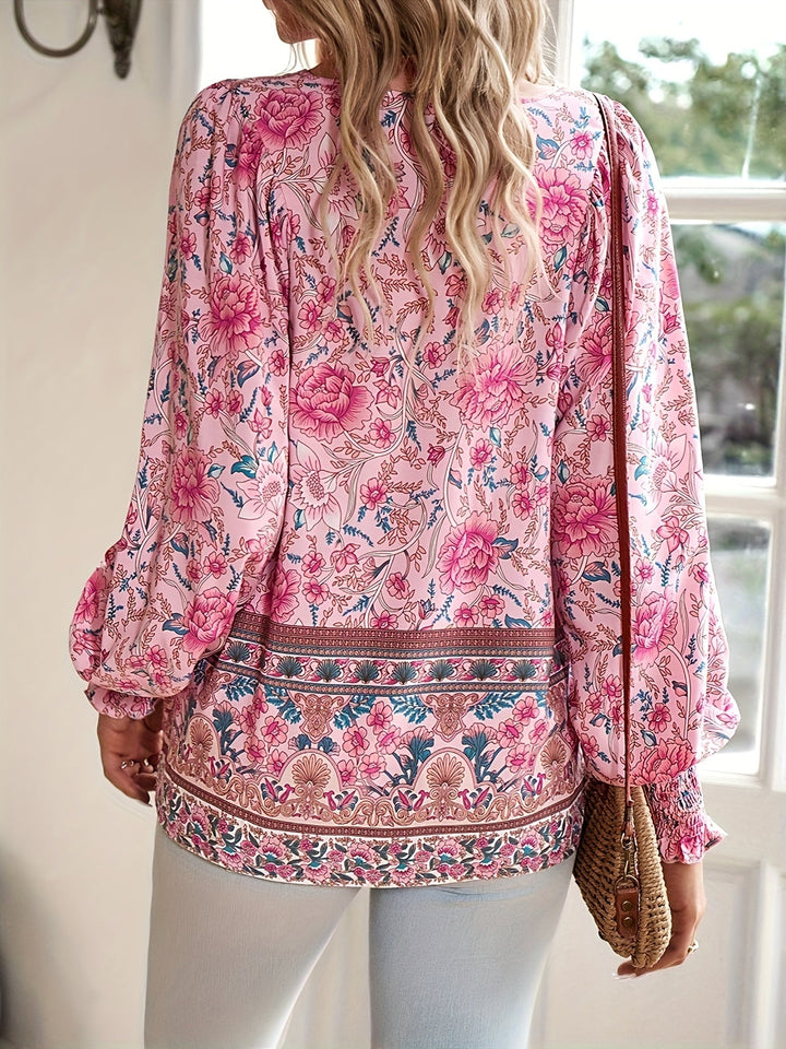 Bloemenstrik Voor Shirt - Lantaarnmouwen Ontwerp & Relaxed Fit