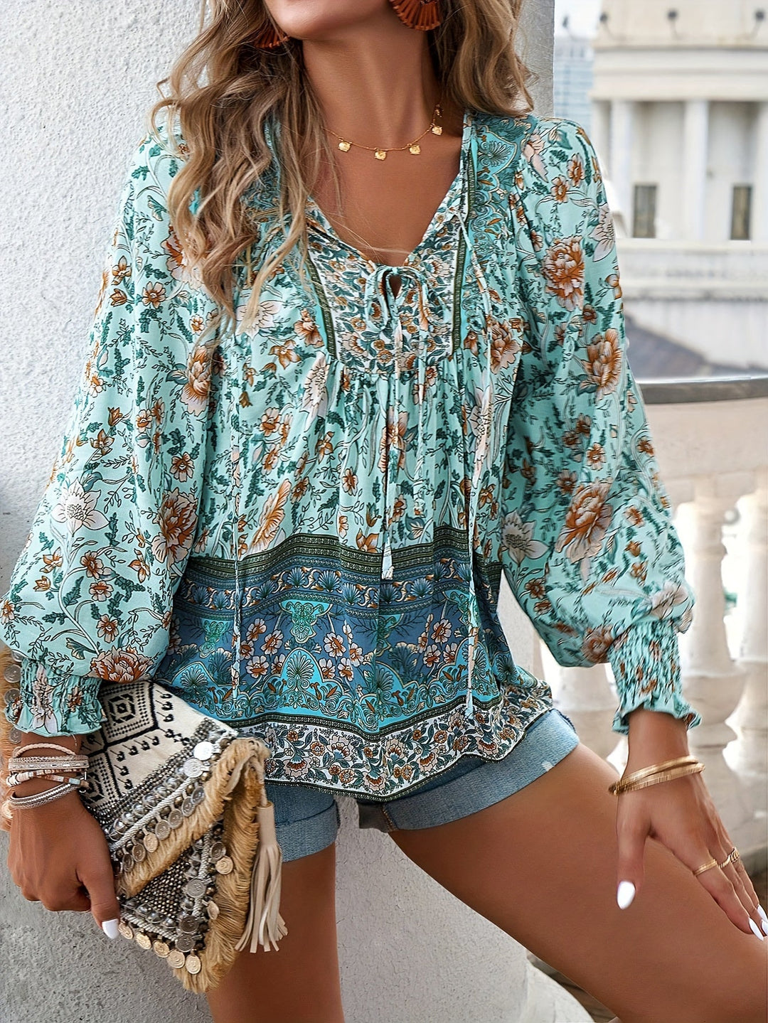 Bloemenstrik Voor Shirt - Lantaarnmouwen Ontwerp & Relaxed Fit