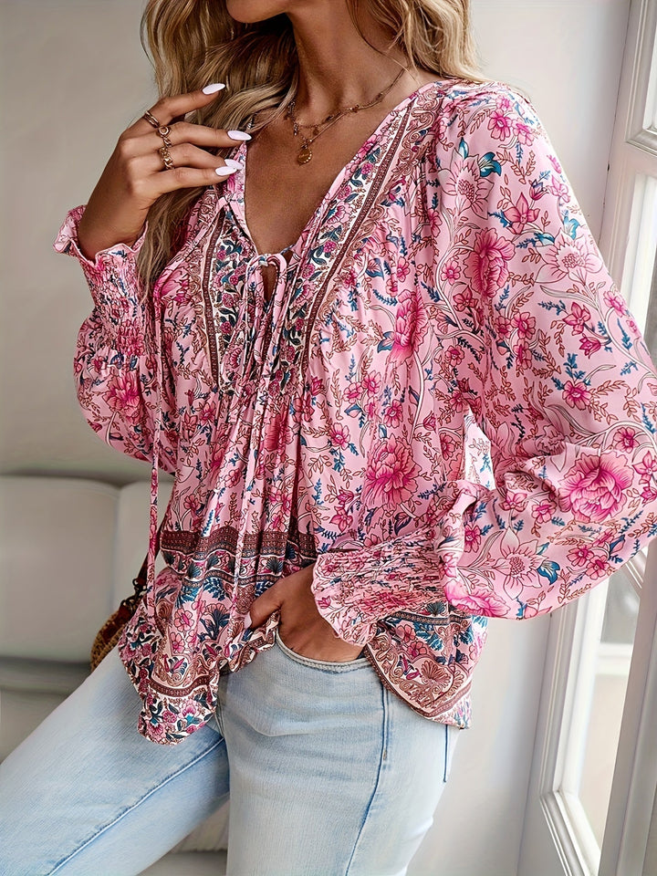 Bloemenstrik Voor Shirt - Lantaarnmouwen Ontwerp & Relaxed Fit