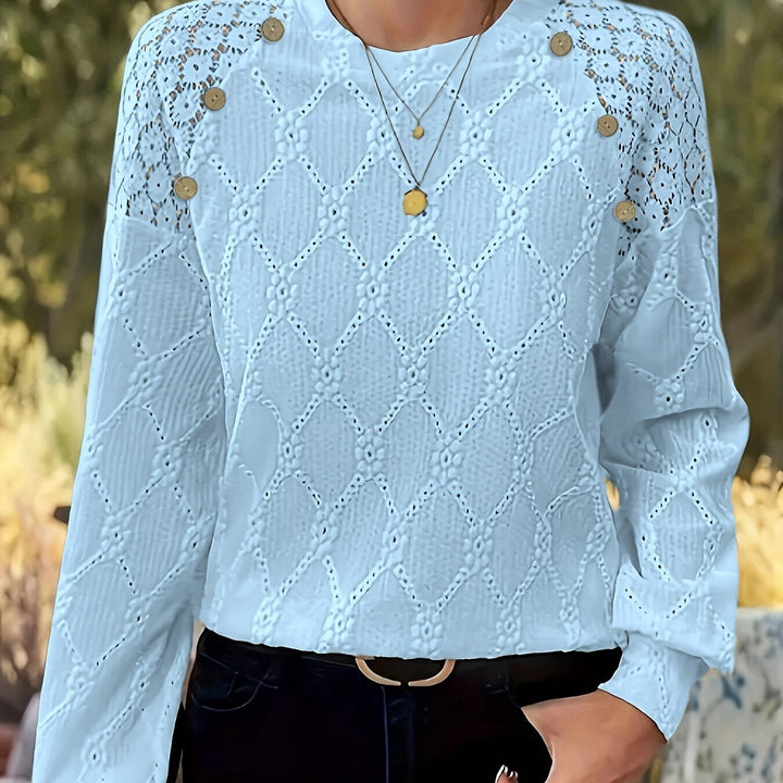 Blouse – Contrast Kanten Detail & Lantern Mouwen