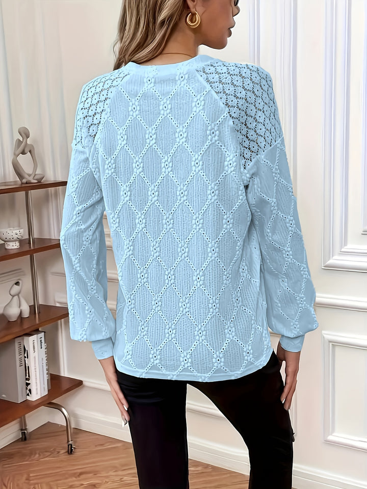 Blouse – Contrast Kanten Detail & Lantern Mouwen