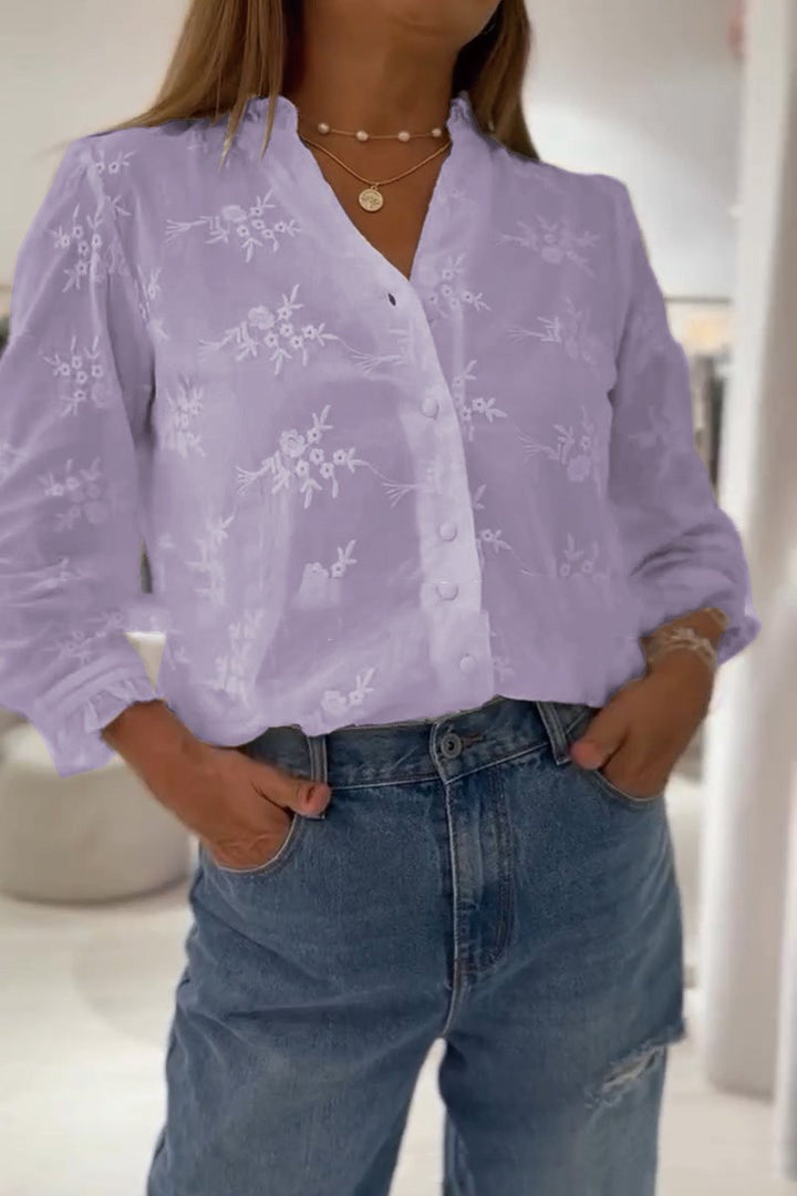 Blouse – Effen Kleur & Comfortabele Pasvorm