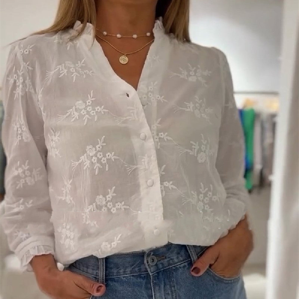 Blouse – Effen Kleur & Comfortabele Pasvorm