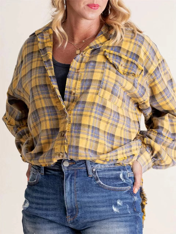 Blouse - Geruit Met Franjes En Losse Vorm