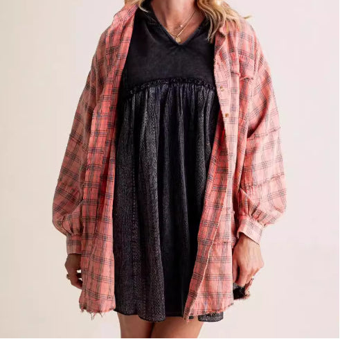 Blouse - Geruit Met Franjes En Losse Vorm